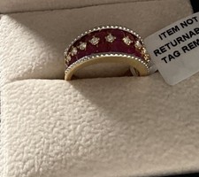 2.53 Ct Gilt Sterling Silver Burmese Ruby & Topaz Band Ring Size K 
