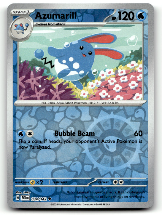 Azumarill 034/142 Reverse Holo Uncommon SV07: Stellar Crown LP
