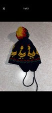 Vintage Chill Chasers Kids Wool Knit Hat Goose Pom Ear Flap Winter Beanie