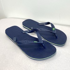 Havaianas Men's US 9/10 Women's US 11/12 Brazil Logo Flip Flop Sandal Navy Blue