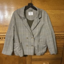 Zara Girl s Double Breasted Rustic Plaid Blazer Size 13/14
