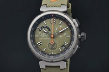 Louis Vuitton QA154Z TAMBOUR Outdoor Chronograph GMT Urban Jungle Khaki #0270