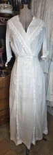 Simple Edwardian Cotton Tea Gown With Salior Collar & Lace Trim READ! 
