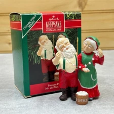 Hallmark Keepsake 1990 Popcorn Party Mr and Mrs Claus Christmas Ornament