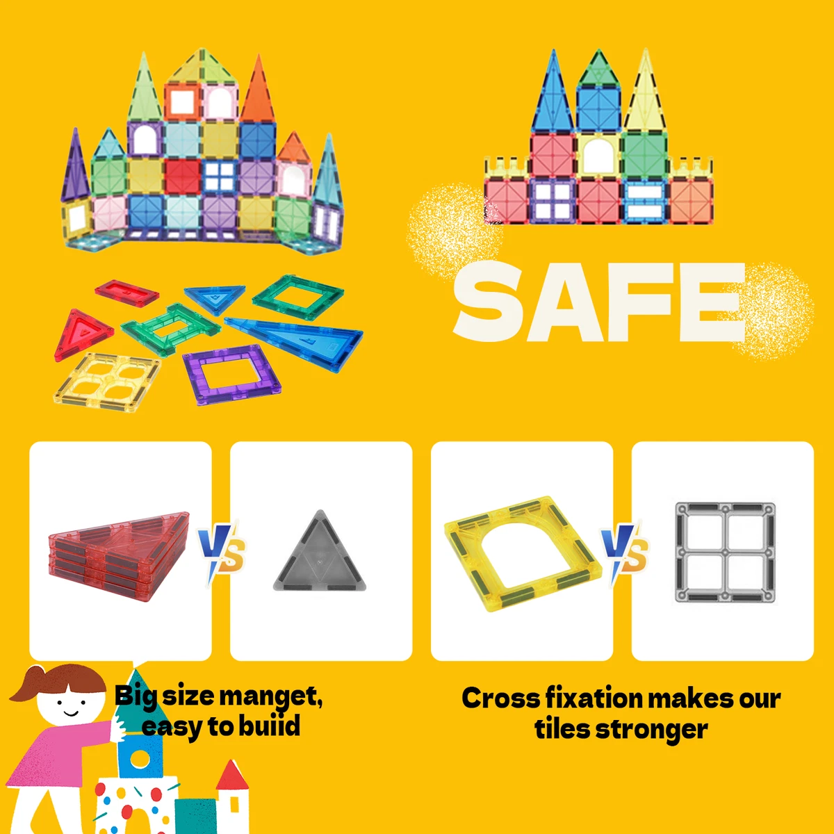 Magnetic Tiles Building Blocks Set Kid Children Birthday Gift Box 60/100/120PCS