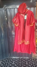 Red and Gold Hooded Cloak XL Halloween Costume Cape for Adults