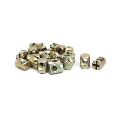 20pcs M6x13mm Barrel Bolt Cross Dowel Slotted Furniture Nut for Beds Chairs