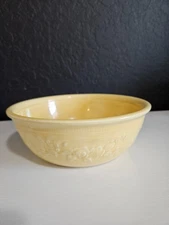 Vintage Yellow Oven Serve Round Casserole Bowl USA 8 1/2" Floral Pattern