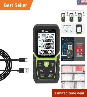 393Ft USB Rechargeable Laser Measure with Electric Angle Sensor & Backlit LCD