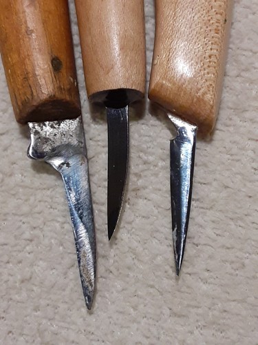 LOT of 3 WHITTLING WOOD CARVING WOODCARVING KNIVES - Picture 8 of 10
