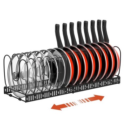 Housolution Pot and Pan Organizer Rack for Cabinet, Expandable Pot Lid Organizer