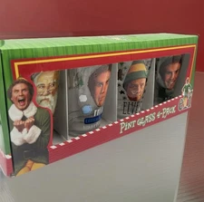 ELF THE MOVIE BRAND NEW 4 PACK PINT HOLIDAY GLASSES WILL FERRELL. ICUP Brand