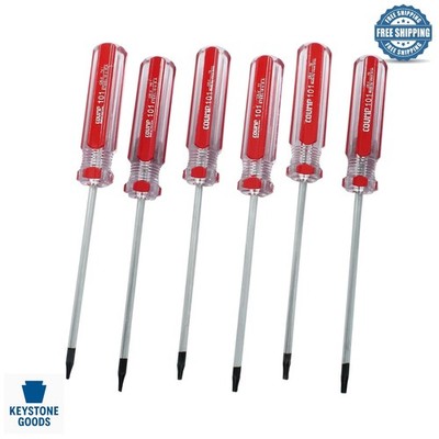 6-Piece Magnetic Tip Torx Screwdriver Set - Chrome Vanadium Steel, Red Handle