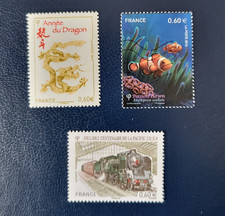 2012 FRANCE 3 TIMBRES 4631 4646 4655 "DRAGON-POISSON-CENTENAIRE" NEUFS