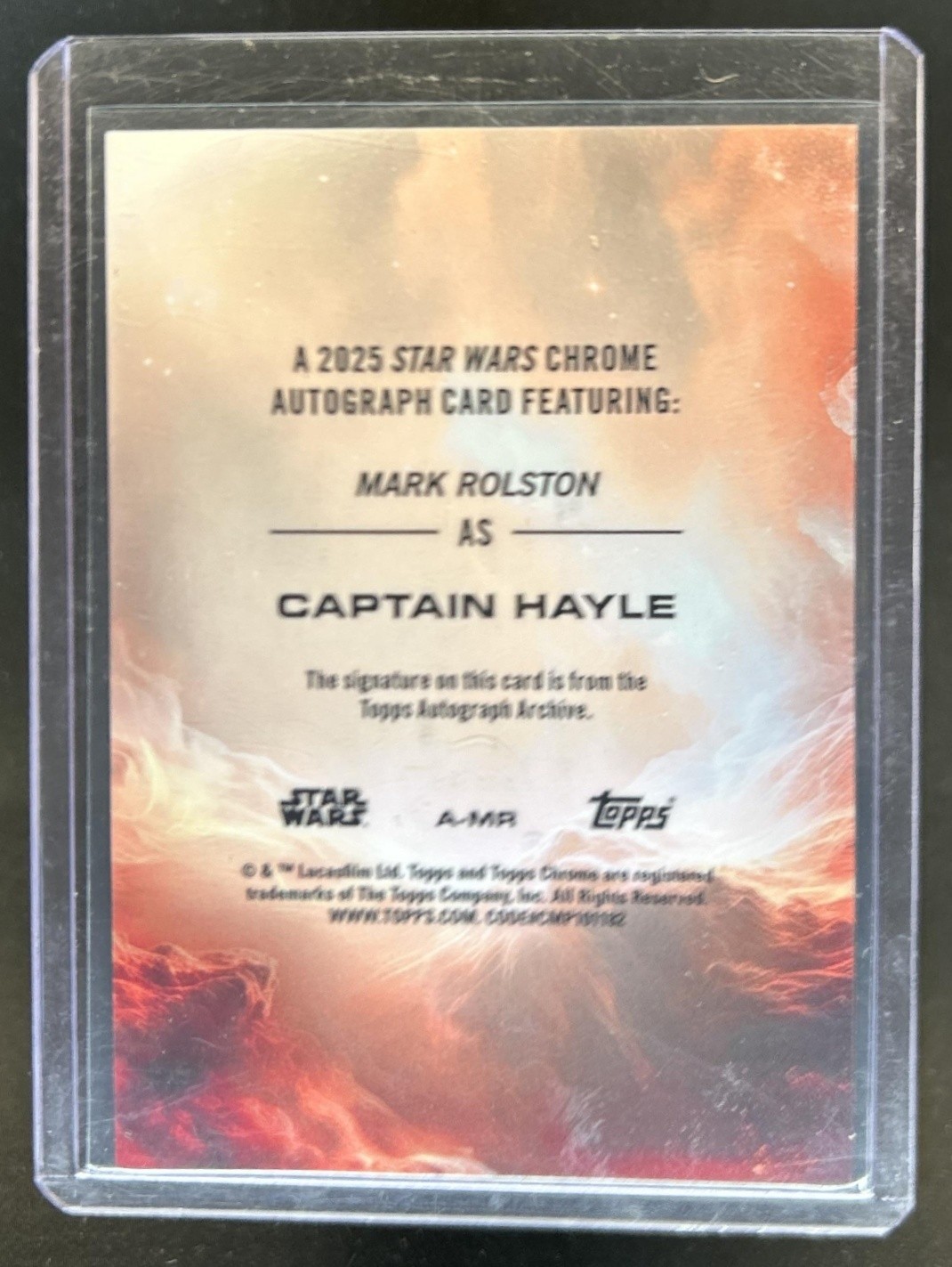 2025 Topps Chrome Star Wars Mark Rolston Hayle Auto Purple Refractor #/199 view 2