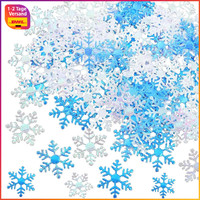 Schneeflocken Deko Set 600 StüCk Glitzernde Weihnachtsdeko Blau Weiß Streudeko