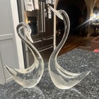 Vintage Signed Murano 14.5” 17.5” Glass Swan Sculptures Frosted Bills Panels MCM — photo 1