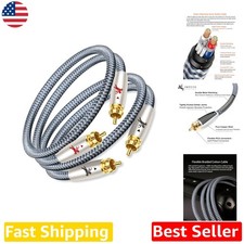 Audiophile RCA Cable: 1.5m 24K Gold Plated OFC, Braided Tangle-Free Hi-Fi Cord