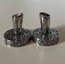 2 Pcs Round Metal Pen Holders Desktop Pens Stand Base for Wedding/Desk, Silver