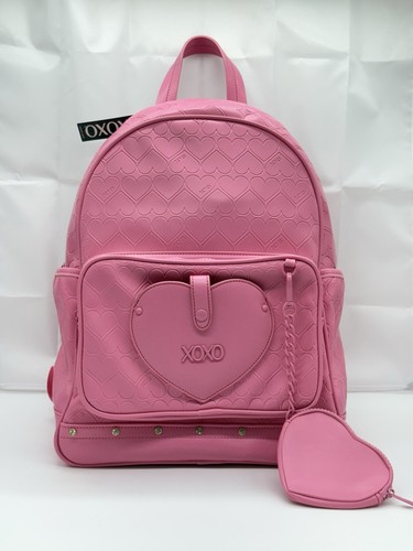 XOXO Women's Pink Leather Backpack With Pink Hearts Design/XOXO Logo - XOH493 - Picture 2 of 12