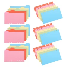  6 Set Binder Partition Separators File with Tabs Index Card Dividers