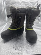 Kamik Insulated Waterproof Winter Snow Boots Black Gray Neon Boys Size 5