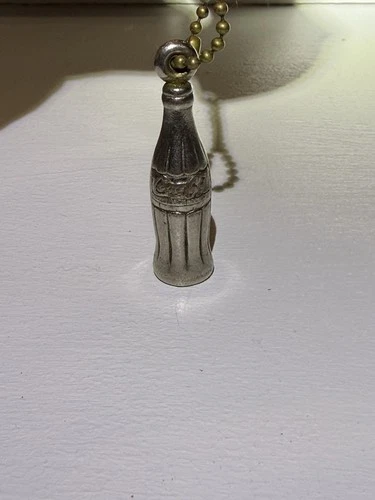Vintage Coca-Cola Coke Bottle Brass Metal Keychain Ball Chain Advertising