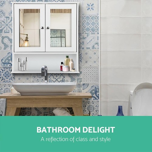 Artiss Storage Mirror Cabinet Bathroom Furniture Tallboy Toilet Cupboard Wall - Picture 3 of 12