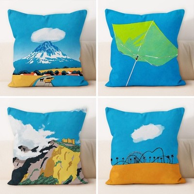 Fujiyama Roller Coaster Pillow Covers Ferris wheel Cliff Pillow Case Umbrella