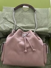 Tory Burch Small Charlie Quilted Drawstring Shoulder Bag in Mauve, Brand New
