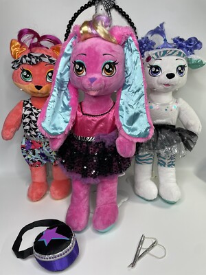 Build A Bear Honey Girls HG Misha Risa Stella Plush w/ Outfits