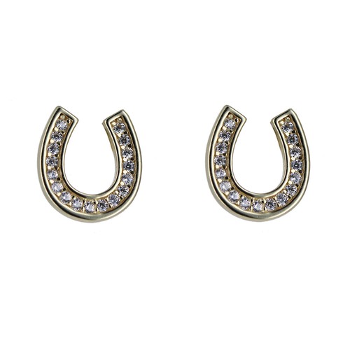 Sterling Silver, Simple Horseshoe Studs, Gold Horseshoe, Silver Horshoe, CZ Stud - Picture 8 of 9