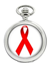 Red Ribbon Awareness Pocket Watch