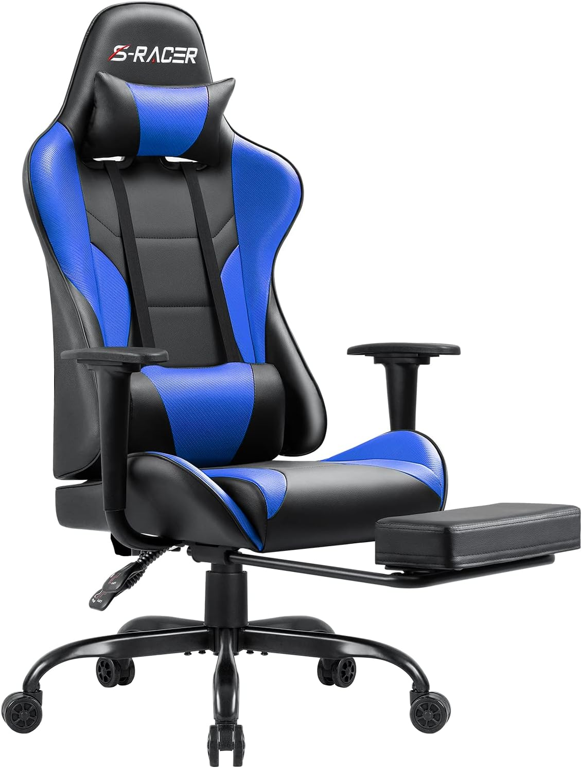 Ergonomic Racing Style Executive Swivel Chair with Adjustable Footrest and Wheels  