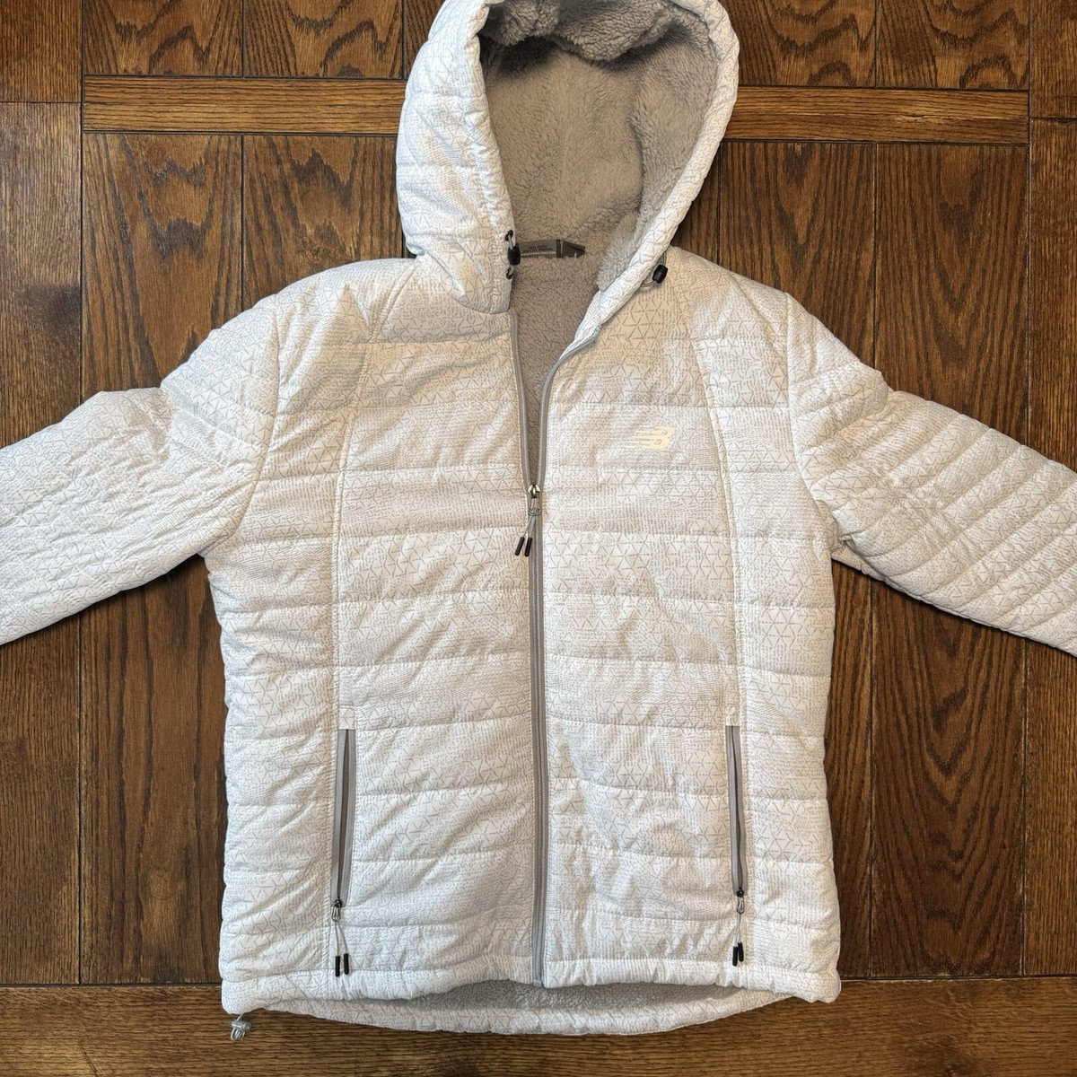 New Balance Puffer Tech Hooded Sherpa Lined Jacket Womens Large