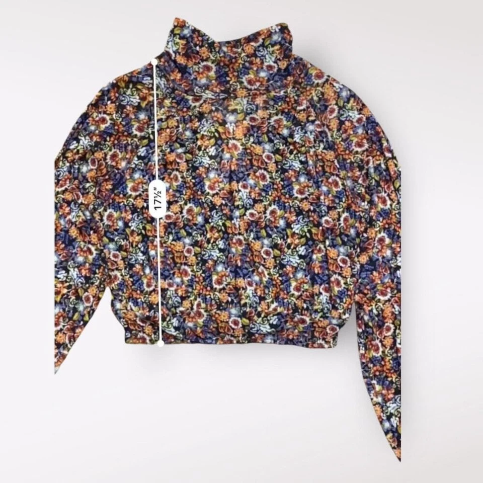 Free People All Dolled Up Floral Mesh Cropped Long Sleeve Womens M Boho - Image 3 of 4