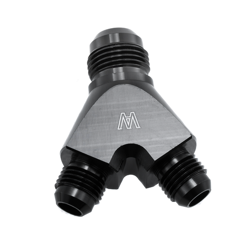Aluminum BLACK8AN To 6AN To 6AN "Y" Block Fuel Y Fitting Junction