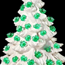 40 Green Clover Shamrock Light Peg Bulbs for St Patrick's Ceramic Christmas Tree