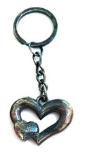 Older Metal Heart Keychain Keyring