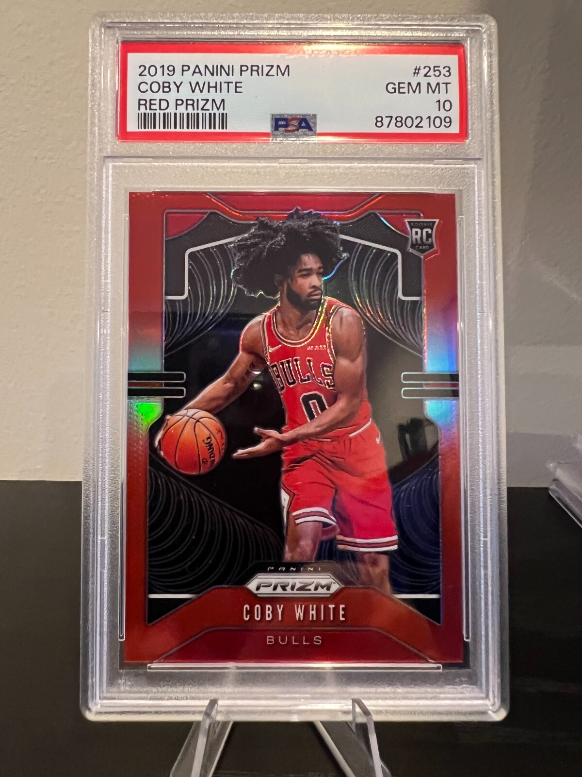 ( PSA 10 ) Coby White 2019-20 Prizm RC #259 Red Prizm /299 Chicago Bulls Rookie