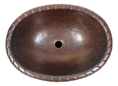 19'' Oval  Copper Decorative Edge Drop In Bathroom Sink