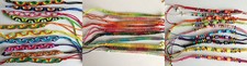 Colourful braided plait nylon thread adjustable friendship bracelet. Hippy Boho