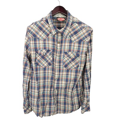 Mambo Australia Western Shirt Mens Large Plaid Pearl Snap Button Up Cowboy Rodeo