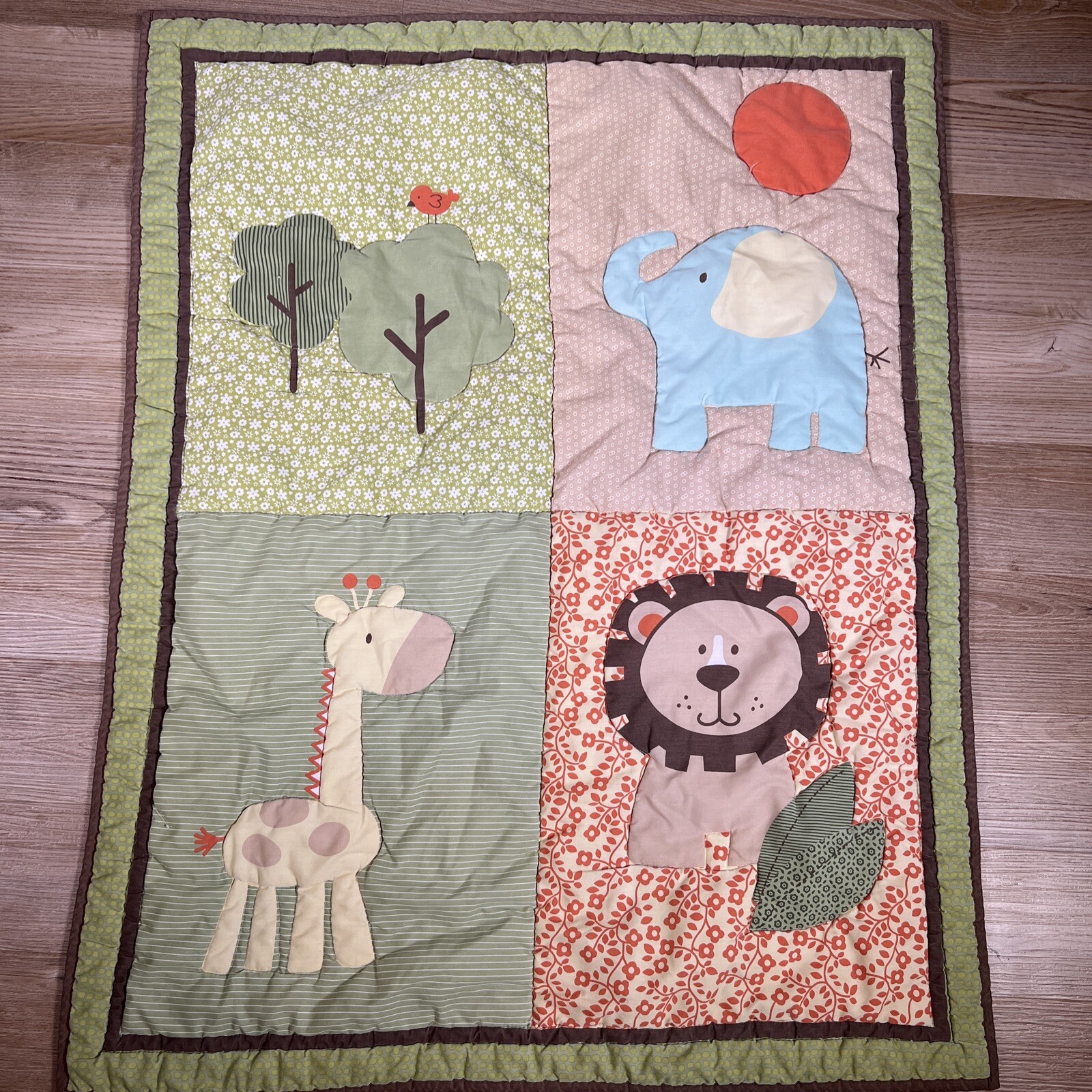 Baby Blanket Giraffe Elephant Lion Bird Reversible Crib Comforter ...