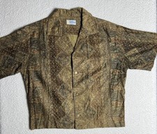 Vintage 60 s ANDRADE Resort Shops Waikiki Hawaiian Shirt Button Geometric Floral