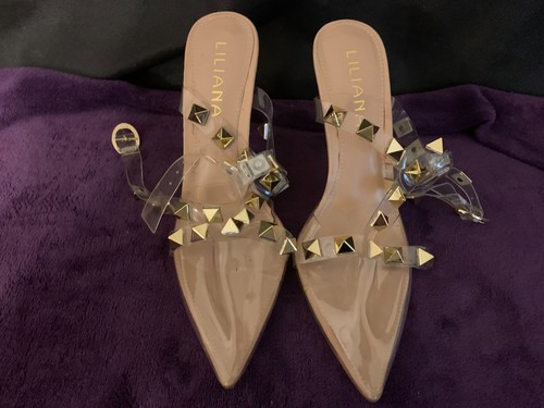 LILIANA clear acrylic high heel ankle strap sandals size 7 Free Shipping