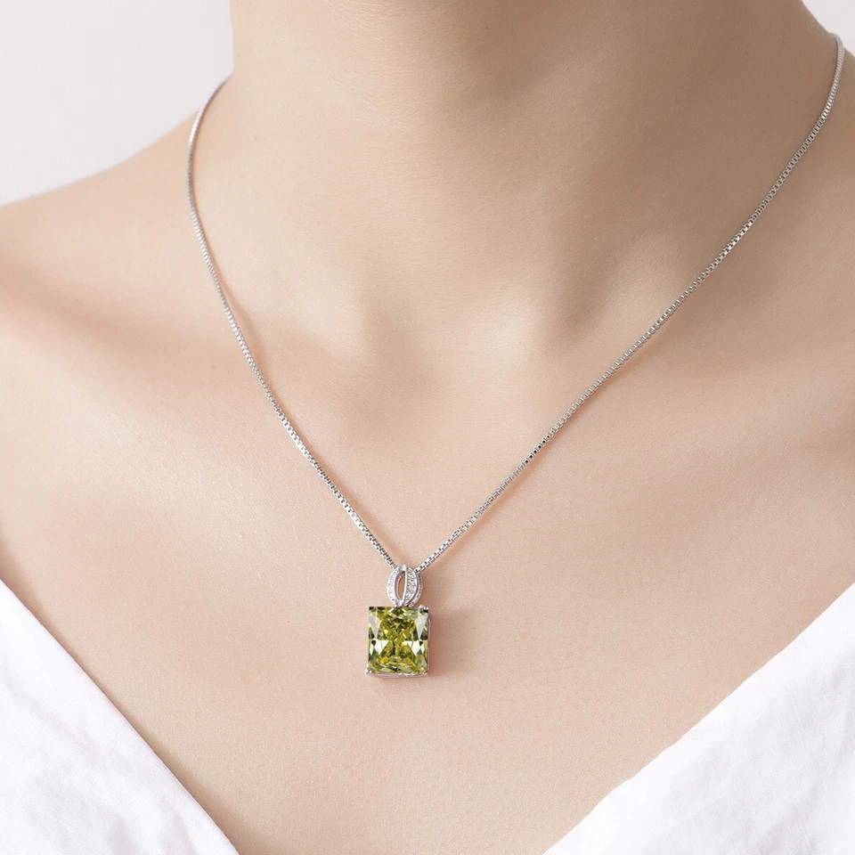 Nuevo Lindo Niñas Moda Joyería Amarillo Citrino Gemas Collar Plata Mujeres Colgante Foto 3 de 4