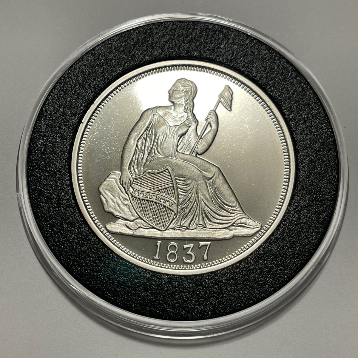 1837 Liberty Seated Dime Proof Coin Copy 2 Troy Oz .999 Fine