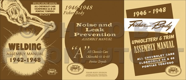 1946 1947 1948 Fisher Body Montage Manuell Set Von 3 Chevy Pontiac Torpedo Olds-image