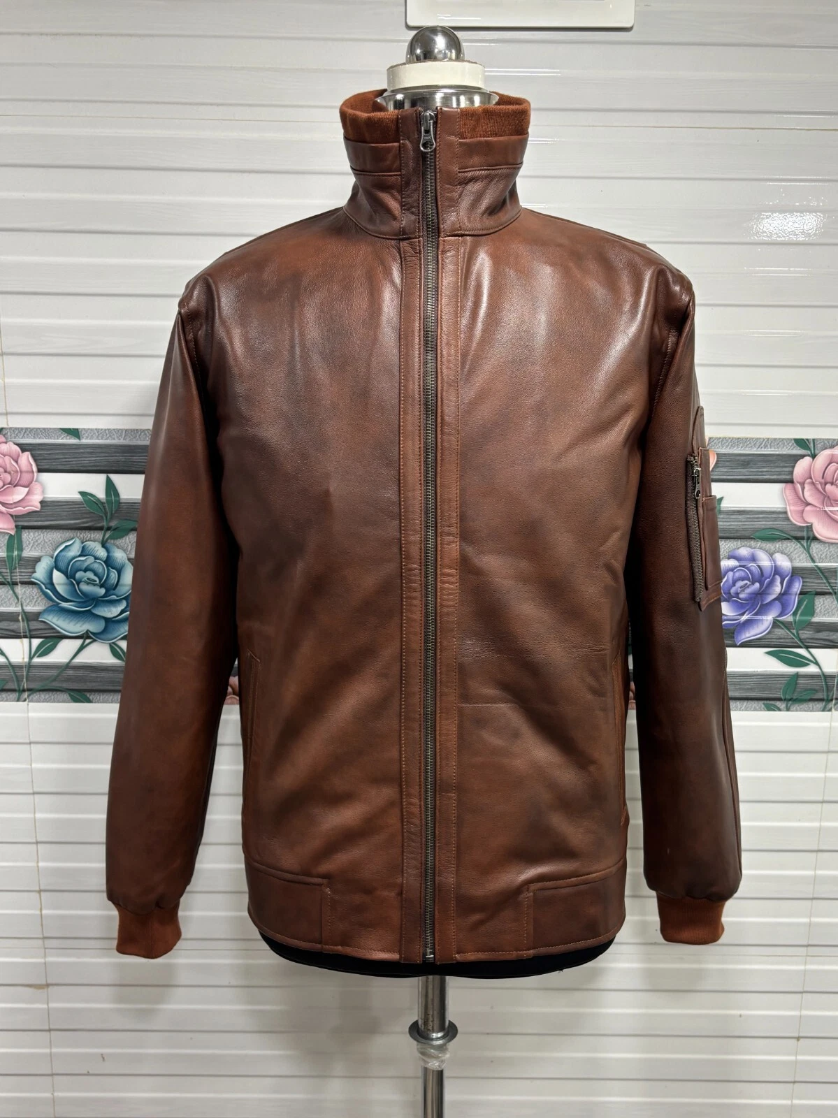 Zayn Leather Mens Vintage Brown Bomber Jacket Real Distressed Leather Biker Coat